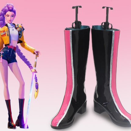 Monenjoy KPOPガールズ! デーモン・ハンターズ HUNTRX RUMI ロングブーツ 靴 ルミ シューズ コスプレ衣装 舞台服 ライブ服 KPop Demon Hunters