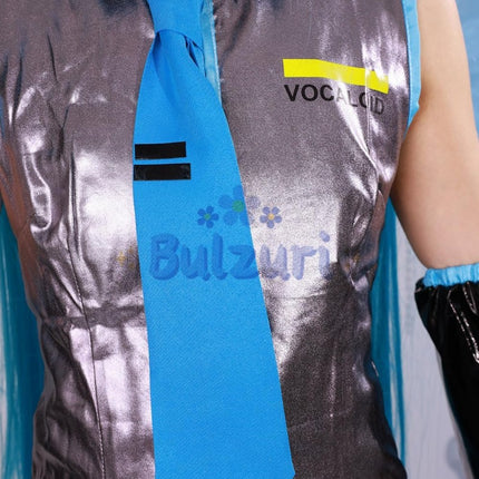 Monenjoy 初音ミク コスプレ衣装 グレー miku 公式コスチューム  ウィッグ付き 髪飾り ヘッドホン 合皮 レザー タトゥーシール 大人 歌姫 舞台服 コスチュームセット 可愛い おしゃれ