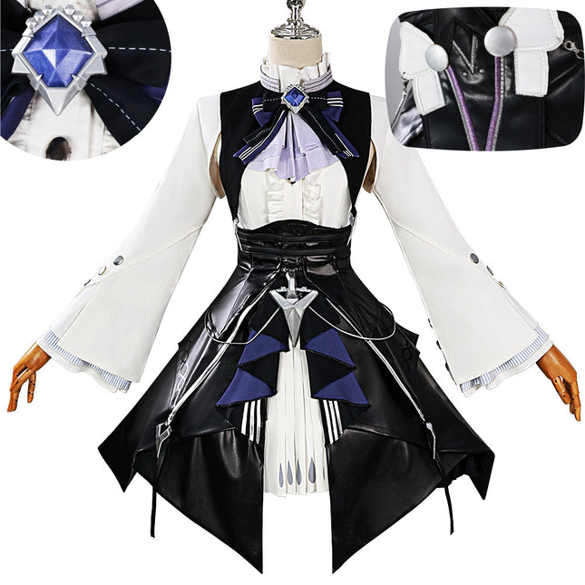 Monenjoy ゼンレスゾーンゼロ ZZZ ビビアン ヴィヴィアン 礼服 モッキンバード 3D樹脂アクセサリー ワンピース コスプレ衣装 ウィッグ追加 - Monenjoy