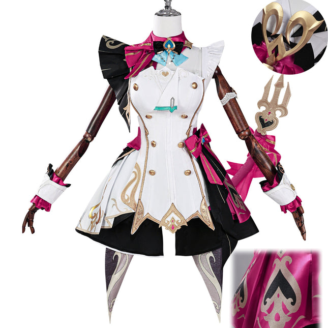 Monenjoy 原神 エスコフィエ コスプレ衣装  Escoffier コスチューム ワンピース 洋服 帽子付 3d樹脂アクセサリー G1199 - Monenjoy