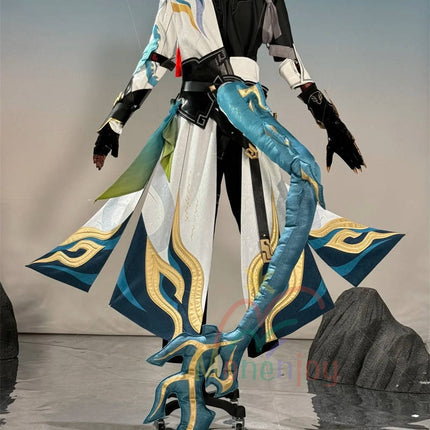 Monenjoy 崩壊スターレイル 丹恒騰荒 コスプレ 黄龍 黄金裔 Dan Heng・Permansor Terrae コスチューム 3d樹脂製手甲付 1.8m尻尾追加 ウィッグ+シューズ追加 ハロウィン ジャカード生地   伏竜