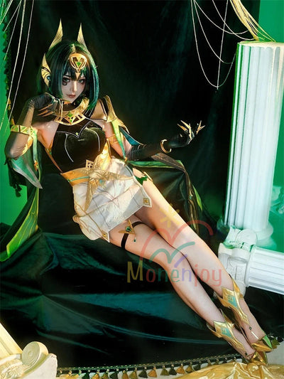 Monenjoy 原神 ネフェル コスプレ衣装 Nefer ベルベット生地 3d樹脂製パーツ ナドクライ / 秘聞の館 コスチューム 耳飾り付