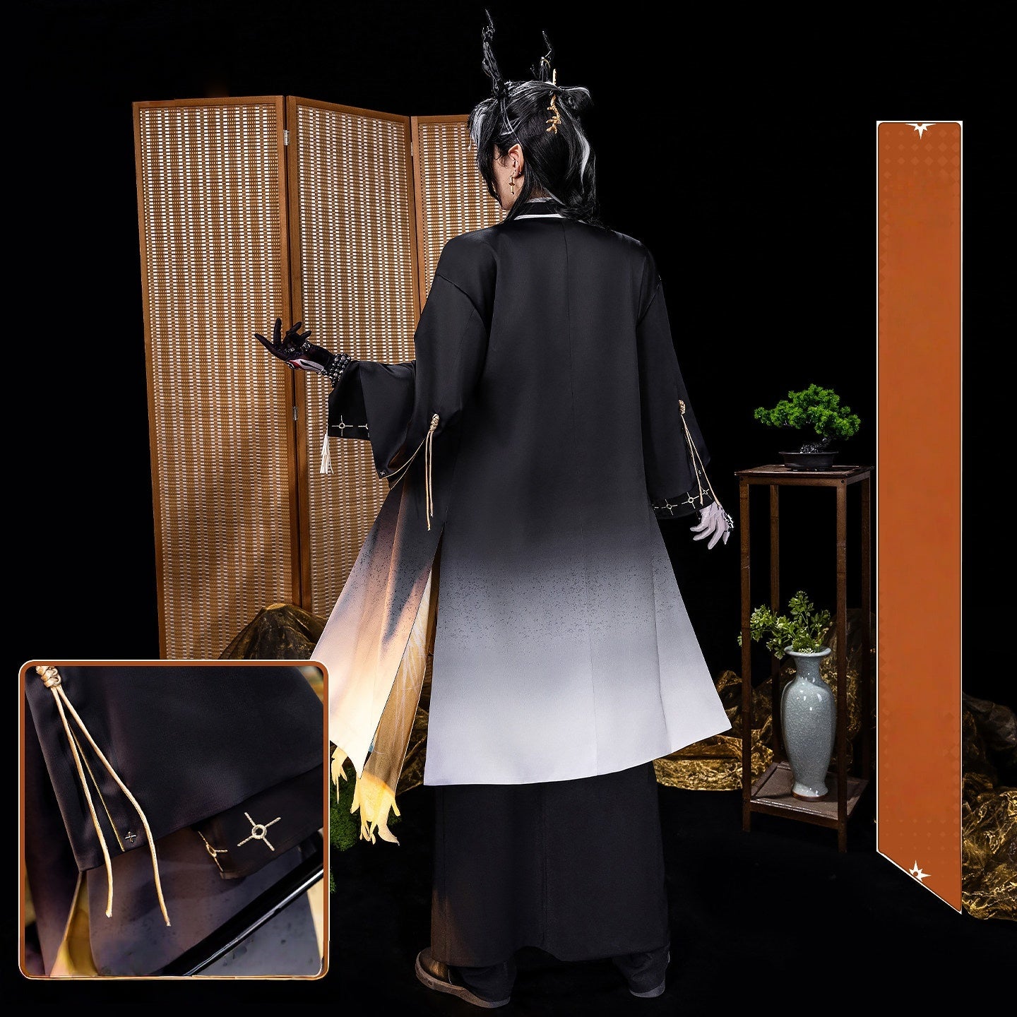 Monenjoy アークナイツ ウァン コスプレ衣装 龍角付 合金パーツUP 望 Wang コスプレ衣装 イベント 豪華サテン生地 MONENJOY