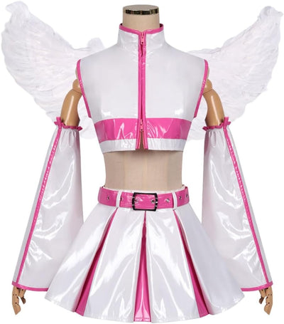 Monenjoy 2.5次元の誘惑 にごリリ 天乃リリサ コスチューム JK服 高校服 翼付 コスプレ衣装 髪飾り付 cosplay ハロウィン クリスマス 仮装 イベント - Monenjoy