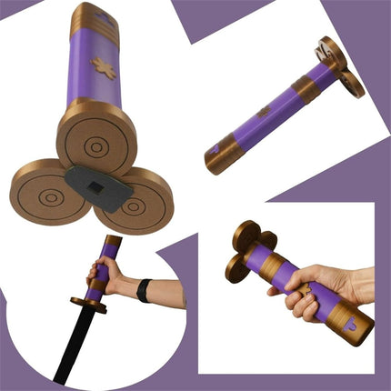 Monenjoy 鬼滅の刃 霞柱風 24cm 刃47cm 時透 西洋 格納式剣 無一郎 おもちゃ 剣 3Dプリント 面白い 伸縮刀 小道具 樹脂製造 インテリア装備品 プラスチック - Monenjoy