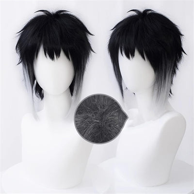 Monenjoy 文豪ストレイドッグス 芥川龍之介 ウィッグ 30cm 文スト 公演 コスプレ 衣装 舞台 ウィッグ ロング 自然 つけ毛 ルーズ メッシュ 耐熱 自然 グラデーション フルウィッグ バレない セミロング ミディアム ハロウィン ハイトーンカラー - Monenjoy