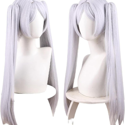 Monenjoy 葬送のフリーレン フリーレン ポニーテール ウィッグ ロング 自然 グラデーション フルウィッグ バレない セミロング ミディアム 可愛い ハイトーンカラー ハイライト かつら - Monenjoy