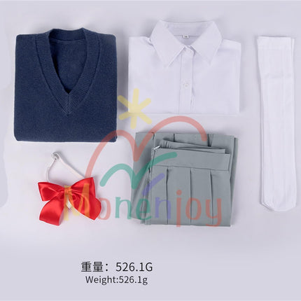 Monenjoy 2.5次元の誘惑 にごリリ 天乃リリサ コスチューム JK服 高校服 ユニフォーム コスプレ衣装 髪飾り付 cosplay ハロウィン クリスマス 仮装 イベント スカート - Monenjoy