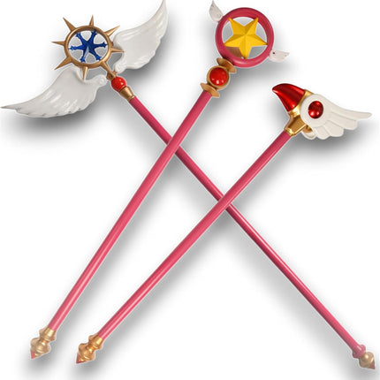 Monenjoyカードキャプターさくら 魔法の杖 封印の杖 透明感 星の杖 85cm クリアカード 魔法少女 道具 武器 魔法の杖 ステッキ 可愛い 樹脂 コスプレ道具 撮影道具 おもちゃ 手遊び ハロウィン コスプレ 武器 道具 用具 ハロウィン イベント - Monenjoy