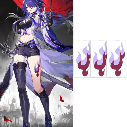 monenjoy 崩壊スターレイル アベンチュリン コスプレ タトゥーシール 小物 花 炎 文字 顔 背中 首元 ボディーシール セット グッズ 人気 おしゃれ 飾り ファッション ハロウィン イベント 装備品 - Monenjoy