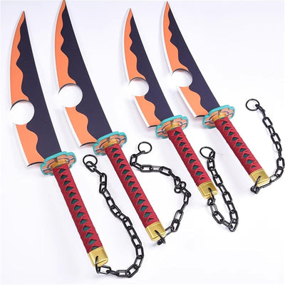 Monenjoy 鬼滅の刃 日輪刀 宇髄天元 82cm 剣士 武士 サムライ 忍者 工芸品 鬼殺隊 武器 インテリア アクセサリー 剣 モデル コスプレ道具 撮影道具 舞台 イベント ハロウィン - Monenjoy