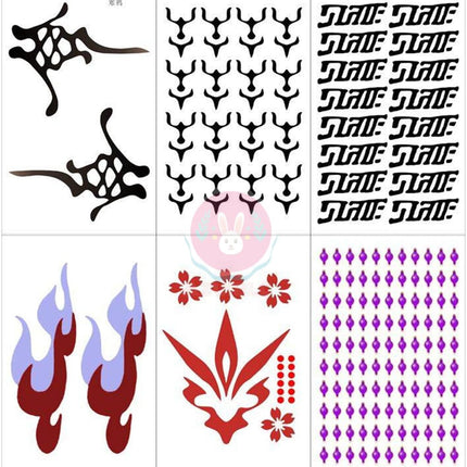 monenjoy 崩壊スターレイル アベンチュリン コスプレ タトゥーシール 小物 花 炎 文字 顔 背中 首元 ボディーシール セット グッズ 人気 おしゃれ 飾り ファッション ハロウィン イベント 装備品 - Monenjoy