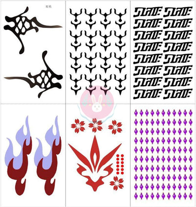 monenjoy 崩壊スターレイル アベンチュリン コスプレ タトゥーシール 小物 花 炎 文字 顔 背中 首元 ボディーシール セット グッズ 人気 おしゃれ 飾り ファッション ハロウィン イベント 装備品 - Monenjoy