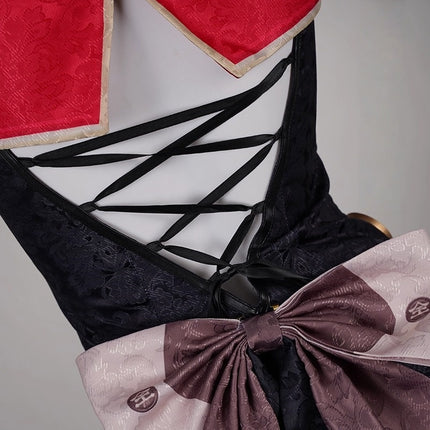 Monenjoy Zenless Zone Zero ชุดคอสเพลย์ถั่วแดง, พนักงานเสิร์ฟติ่มซำ, ชุดกี่เพ้า, ชุดกี่เพ้า, ชุดเดรสวันพีซ, ร้านน้ำชา, ฮาโลวีน