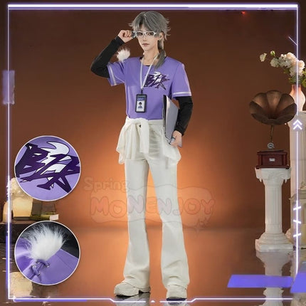 Monenjoy Identity V Undertaker - BLK.AESOP ชุดคอสเพลย์ ครบเซ็ต พิมพ์ภาพความละเอียดสูง + อุปกรณ์โลหะ 6 ชิ้น ระบายอากาศได้ดี