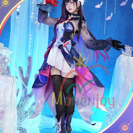 Monenjoy Hysilens Female Knight Omphalos จาก Collapse Star Rail มาพร้อมปลอกรองเท้า เครื่องประดับผมเรซิน 3 มิติ และชุดคอสเพลย์ระดับมืออาชีพ