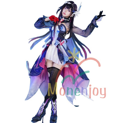 Monenjoy Hysilens Female Knight Omphalos จาก Collapse Star Rail มาพร้อมปลอกรองเท้า เครื่องประดับผมเรซิน 3 มิติ และชุดคอสเพลย์ระดับมืออาชีพ