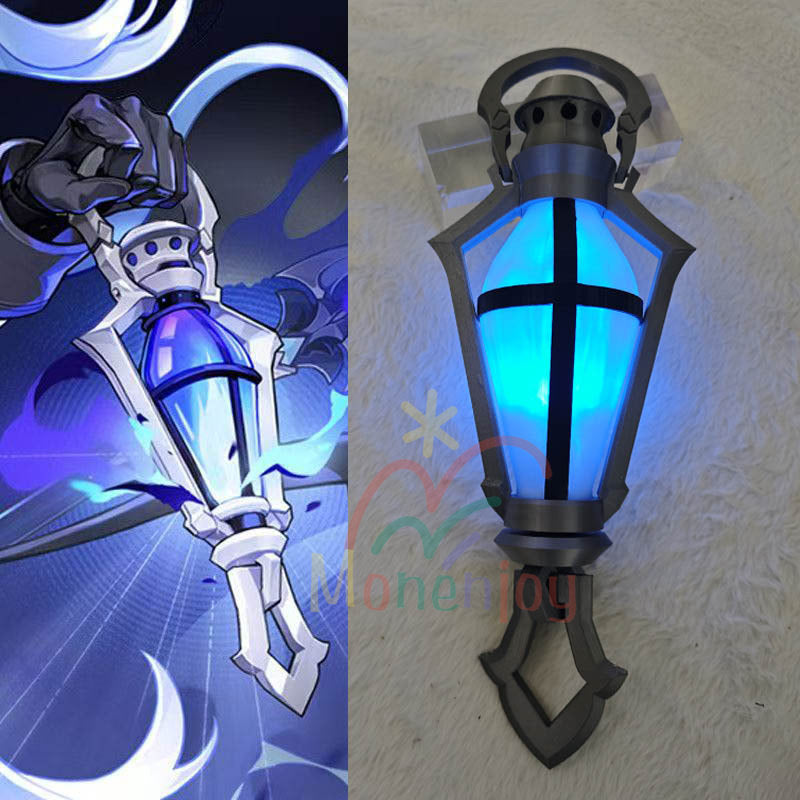 Monenjoy 原神 フリンズ コスプレ道具 40cm ライトキーパー Flins ナドクライ 夜想曲 ブルー色 紫色発光 孤灯 アクセサリー
