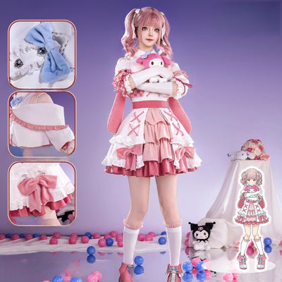 Monenjoy ガールズバンドクライ×サンリオキャラクターズ ヒナ × マイメロディ コスプレ衣装 ピンク色 コスチューム かわいい