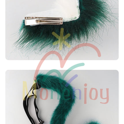 Monenjoy 原神 魈(しょう) ふわふわ 耳飾り+尻尾 可愛い 萌えグッズ 猫耳 きつね耳 コスプレ道具 アクセサリー  - Monenjoy