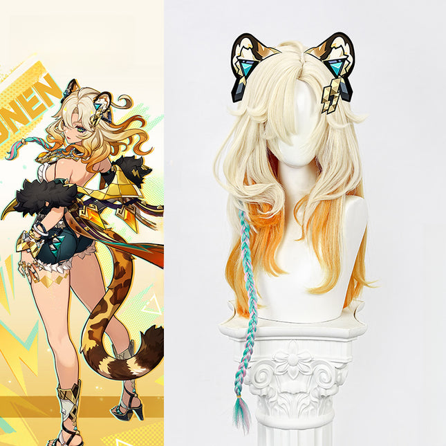 Monenjoy 原神 シロネン ウィッグ カツラ コスプレ道具 ナナツカヤンの名鋳り師 魂を鋳る烈火 山岳を彩る金色 - Monenjoy