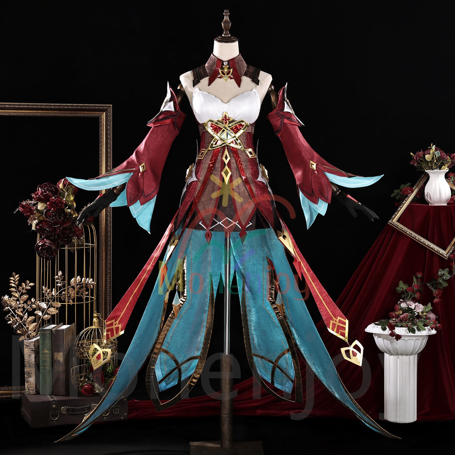 Monenjoy 原神 アリス コスプレ衣装 3d樹脂製パーツ 帽子付 クレー