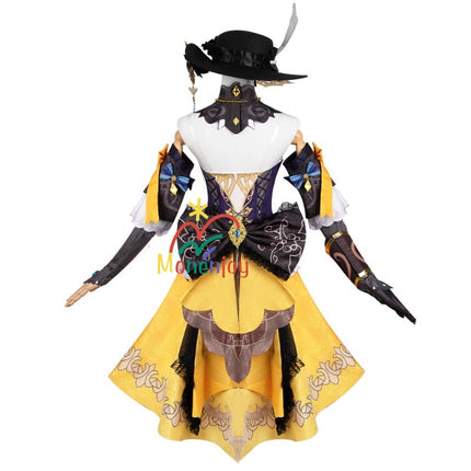 原神ナヴィア コスプレ衣装 立体3d樹脂装飾+帽子付属 高弾性マットレザー採用|MONENJOY   - Monenjoy