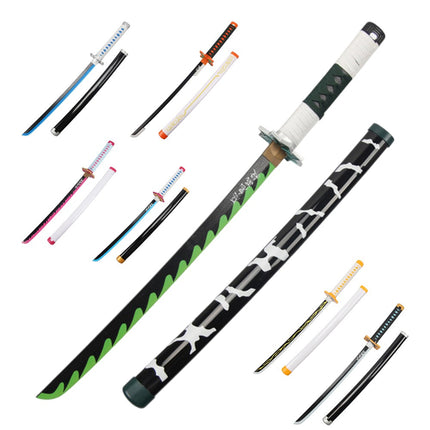 Monenjoy 鬼滅の刃 日輪刀 鬼狩り 我妻 善逸 77cm グッズ 剣戟奇譚 竈門 和風 大正時代 子供用 コスプレ 舞台 おもちゃ 木 イベント 祭り - Monenjoy