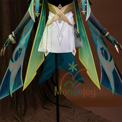 Monenjoy 原神 ネフェル コスプレ衣装 Nefer  ベルベット生地 3d樹脂製パーツ ナドクライ / 秘聞の館 コスチューム 耳飾り付