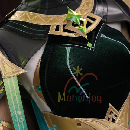 Monenjoy 原神 ネフェル コスプレ衣装 Nefer  ベルベット生地 3d樹脂製パーツ ナドクライ / 秘聞の館 コスチューム 耳飾り付