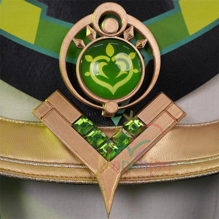 Monenjoy 原神 ネフェル コスプレ衣装 Nefer  ベルベット生地 3d樹脂製パーツ ナドクライ / 秘聞の館 コスチューム 耳飾り付