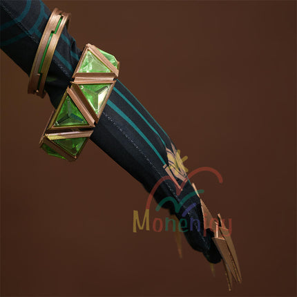 Monenjoy 原神 ネフェル コスプレ衣装 Nefer  ベルベット生地 3d樹脂製パーツ ナドクライ / 秘聞の館 コスチューム 耳飾り付