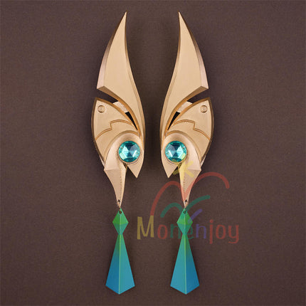 Monenjoy 原神 ネフェル コスプレ衣装 Nefer  ベルベット生地 3d樹脂製パーツ ナドクライ / 秘聞の館 コスチューム 耳飾り付