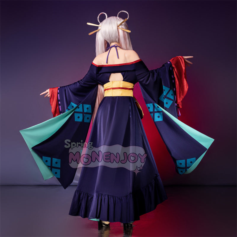 Monenjoy 超かぐや姫! 月見ヤチヨ コスプレ衣装 ヘアアクセサリー付 コスチューム 和服 仮装 酒寄彩葉 ぬいぐるみ+和傘別途追加対応