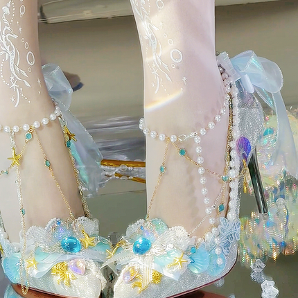 Monenjoy 恋と深空 ホムラ ロリータ ヒールパンプス シューズ 成人式 かわいい 果てしなき海に沈む 限定版 イベント GS1200 - Monenjoy