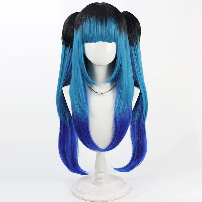 Monenjoy HUNDRED LINE -最終防衛学園 飴宮怠美 80cm ウィッグ ツインテール コスプレ道具 ハイツインテール サイドブレイド ブレイドヘア ハンドレッド カツラ イベント