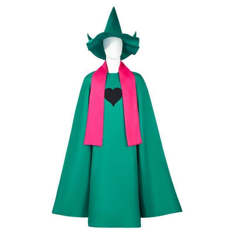 Monenjoy DELTARUNE ラルセイ コスプレ衣装 ケープ 帽子付 マント 緑色 Ralsei Cosplay ハロウィン 舞台服 学園祭
