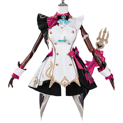 Monenjoy 原神 エスコフィエ コスプレ衣装  Escoffier コスチューム ワンピース 洋服 帽子付 3d樹脂アクセサリー G1199 - Monenjoy