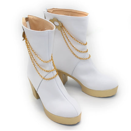 Monenjoy KPOPガールズ! デーモン・ハンターズ HUNTRX  Mira ロングブーツ 靴 白色 ミラ コスプレ衣装 舞台服 ライブ服 KPop Demon Hunters