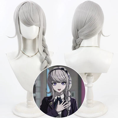Monenjoy HUNDRED LINE -最終防衛学園 霧藤希 60cm ウィッグ ショートヘア 三つ編み コスプレ道具 サイドブレイド ブレイドヘア ハンドレッド カツラ イベント