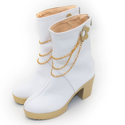 Monenjoy KPOPガールズ! デーモン・ハンターズ HUNTRX  Mira ロングブーツ 靴 白色 ミラ コスプレ衣装 舞台服 ライブ服 KPop Demon Hunters