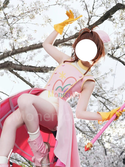 カードキャプターさくら 木之本 桜 CCさくら 戦闘服 ドレス ピンク色 帽子付 クロウカード編 Monenjoy
