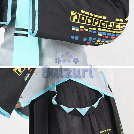 Monenjoy 初音ミク コスプレ衣装 グレー miku 公式コスチューム  ウィッグ付き 髪飾り ヘッドホン 合皮 レザー タトゥーシール 大人 歌姫 舞台服 コスチュームセット 可愛い おしゃれ