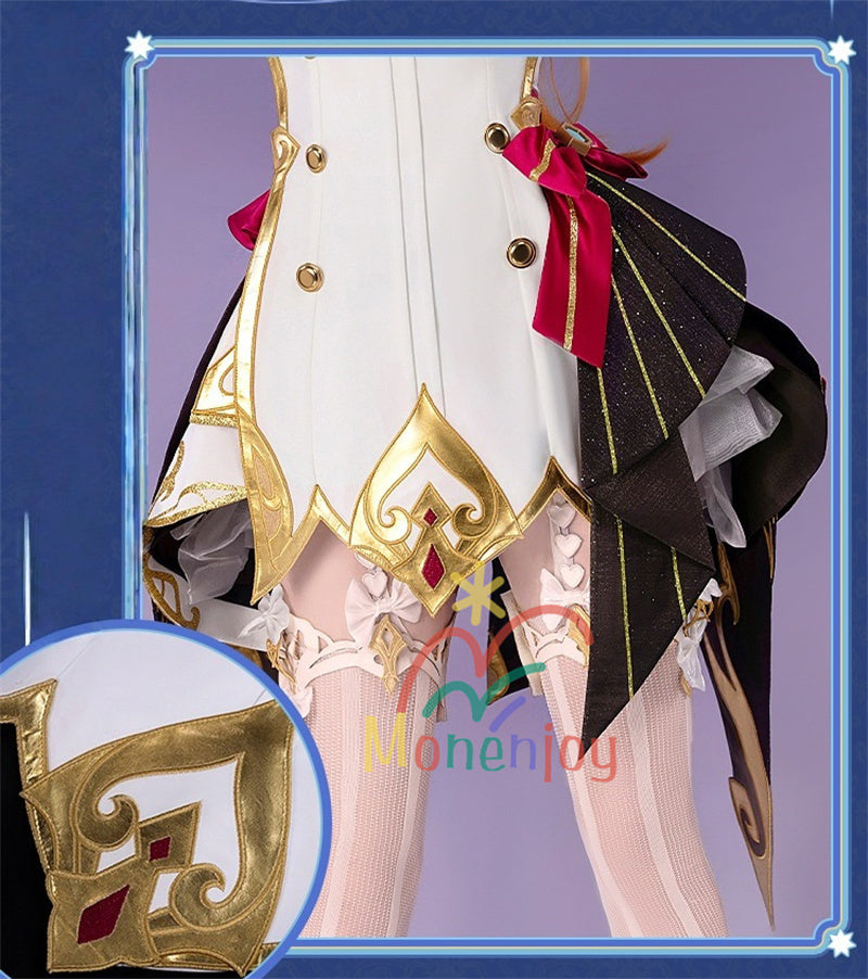 Monenjoy 原神 エスコフィエ ワンピース Escoffier コスプレ衣装 氷神の目 料理人 3d樹脂尻尾 げんしん フォンテーヌ