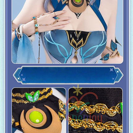 Monenjoy 原神 ラウマ コスプレ衣装  Lauma  3d樹脂製髪飾り追加 ナド・クライ  イベント 霜月の子 白銀の鹿座  コスチュームgs1915