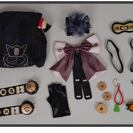 Monenjoy Zenless Zone Zero ชุดคอสเพลย์ถั่วแดง, พนักงานเสิร์ฟติ่มซำ, ชุดกี่เพ้า, ชุดกี่เพ้า, ชุดเดรสวันพีซ, ร้านน้ำชา, ฮาโลวีน