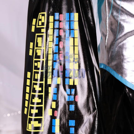 Monenjoy 初音ミク コスプレ衣装 グレー miku 公式コスチューム  ウィッグ付き 髪飾り ヘッドホン 合皮 レザー タトゥーシール 大人 歌姫 舞台服 コスチュームセット 可愛い おしゃれ