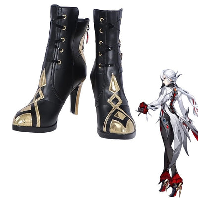 Monenjoy 原神 アルレッキーノ(召使) 靴 コスプレ道具 スパッツブーツ デザイン オーダーメイド - Monenjoy