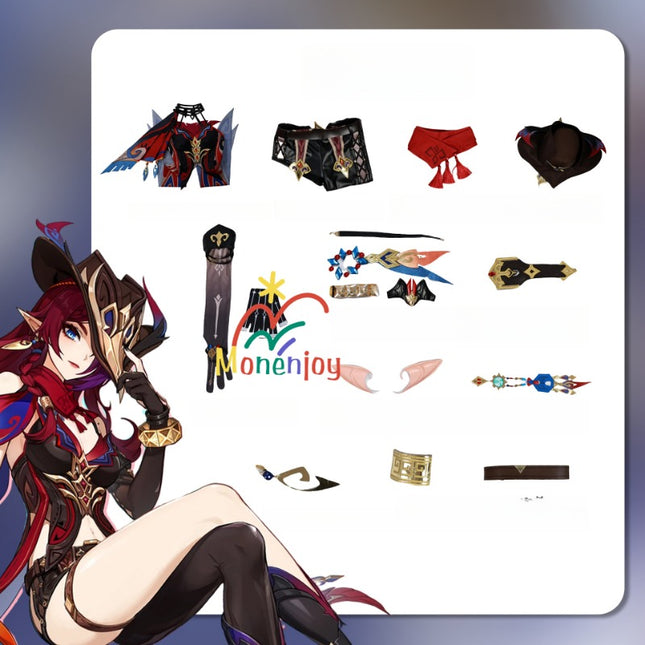 Monenjoy 原神 チャスカの衣装 トラロカンの夜霊  チャスカ コスプレ衣装 帽子付 3d樹脂神の目 Chasca コスチューム   - Monenjoy