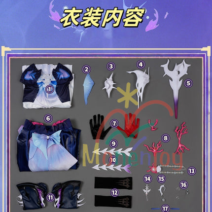 Monenjoy Hysilens Female Knight Omphalos จาก Collapse Star Rail มาพร้อมปลอกรองเท้า เครื่องประดับผมเรซิน 3 มิติ และชุดคอสเพลย์ระดับมืออาชีพ